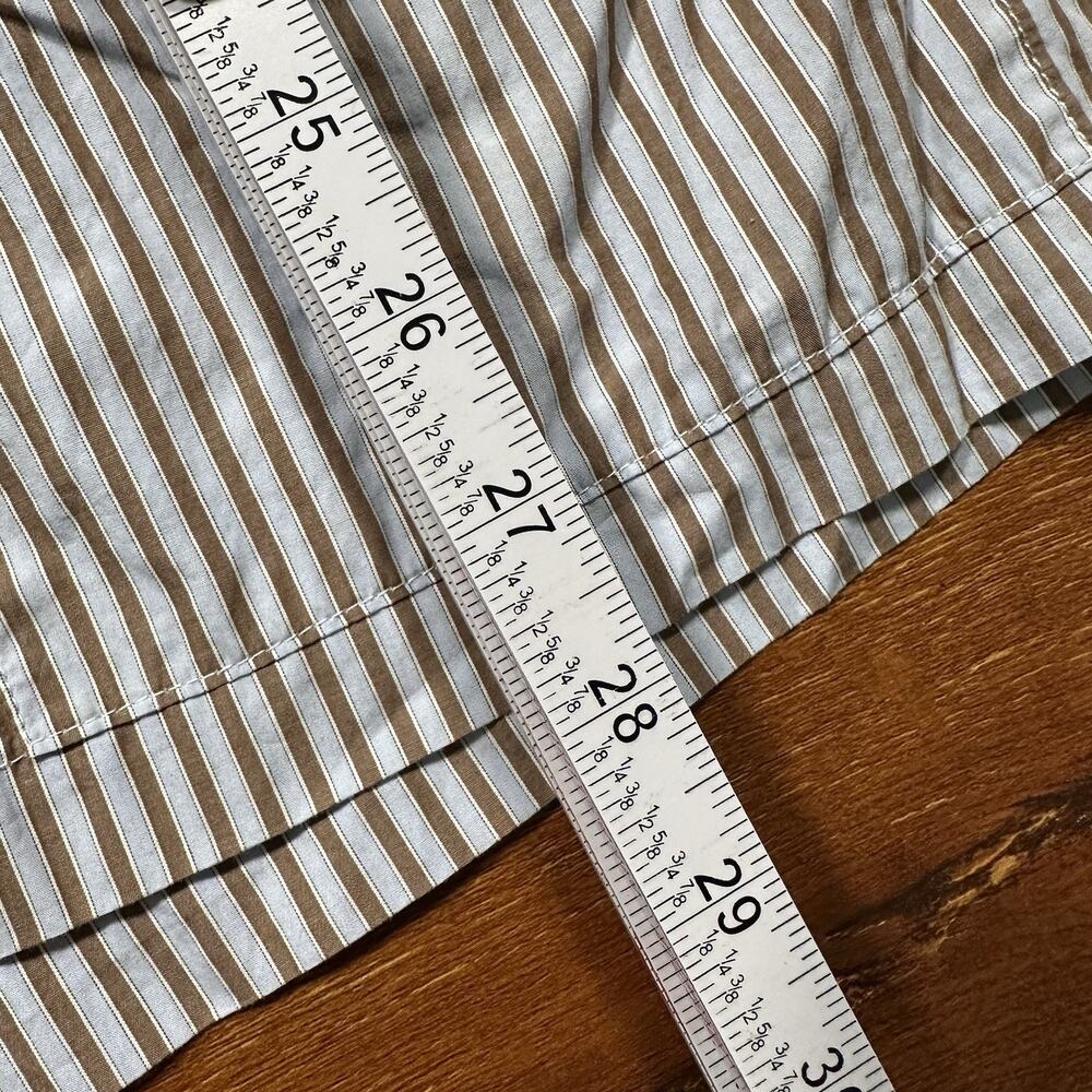 Frette Button Up Pajama Shirt Mens M Blue Stripe Woven Designer Luxury Comfort - Picture 7 of 9